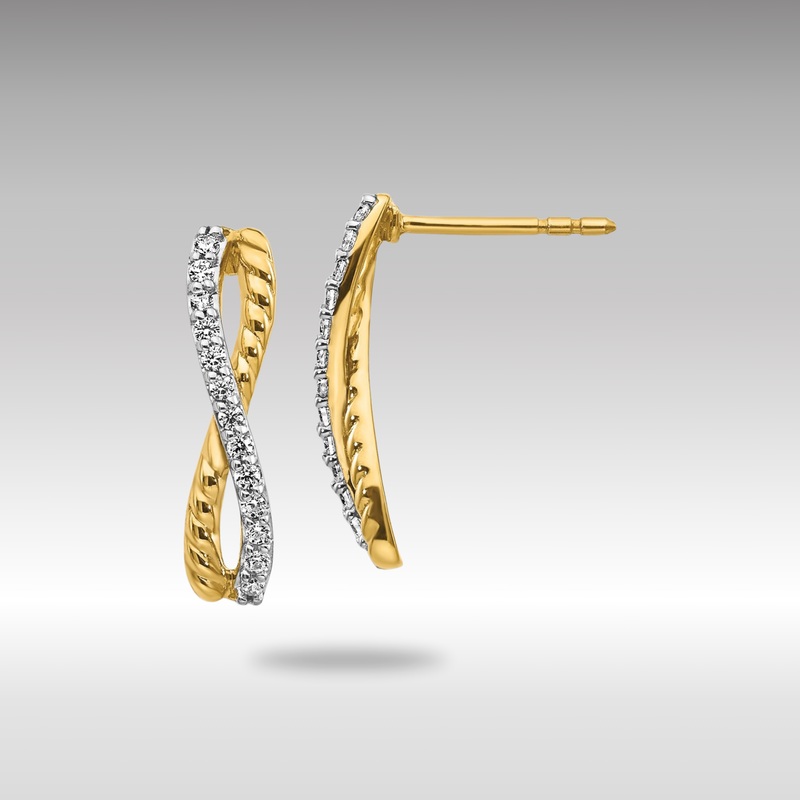 Gold Two-tone Diamond Fancy Twist Post Earrings – Model EM3859-020-YWA