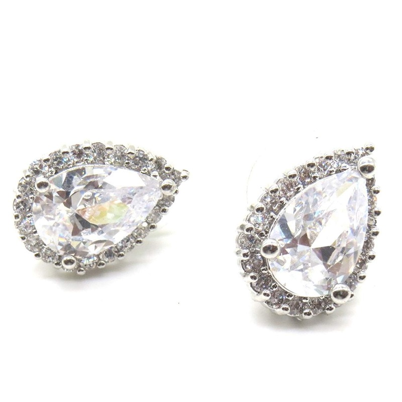 Jewelshingar Jewellery Rhodium Plated Clear Colour Earrings For Women (44580-gjt)