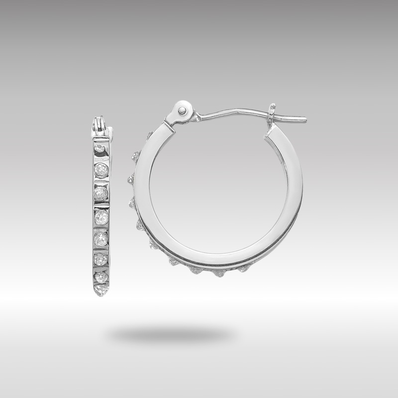 White Gold Diamond Fascination Hinged Hoop Earrings – Model DF176