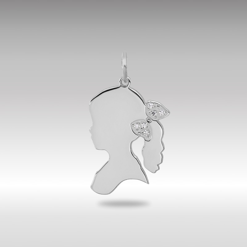 White Gold Girls Silhouette with Diamond Bow Charm – Model XNA1475W