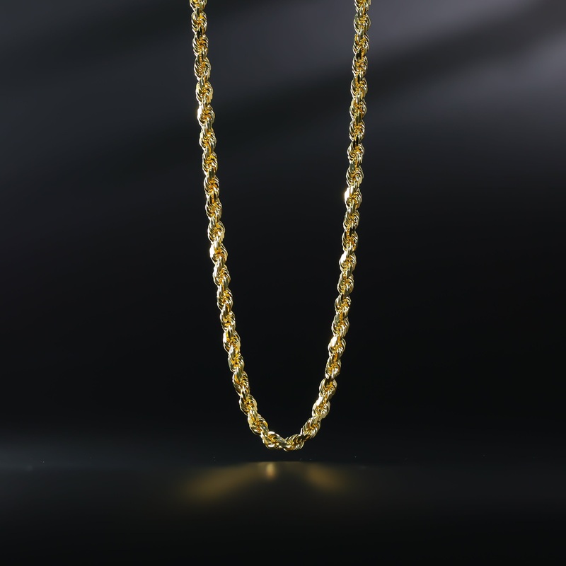 4mm Gold Diamond Cut Solid Rope Chain – Model 0386