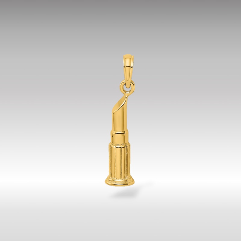 Gold 2D Polished Lipstick Tube Pendant
