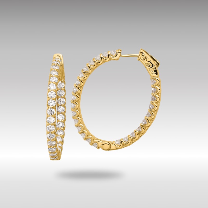 Gold 3.1ct 52-2.5mm In/Out Oval Hoop with Safety Clasp Diamond Earrings – Model XE3266AA