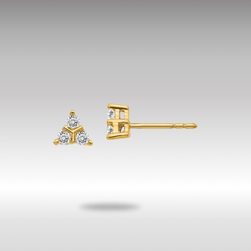 Gold 3-stone Diamond Triangle Earrings – Model EM4171-025-YA