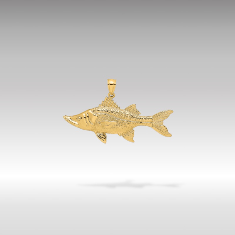 Gold 3D Large Tarpon Fish Pendant