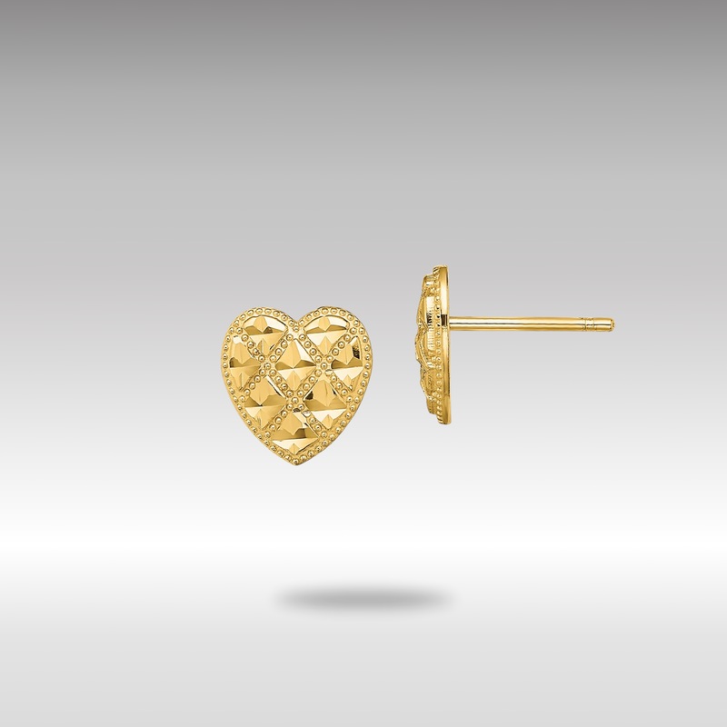 Gold Criss-Cross with D/C Heart Post Earrings – Model TE709