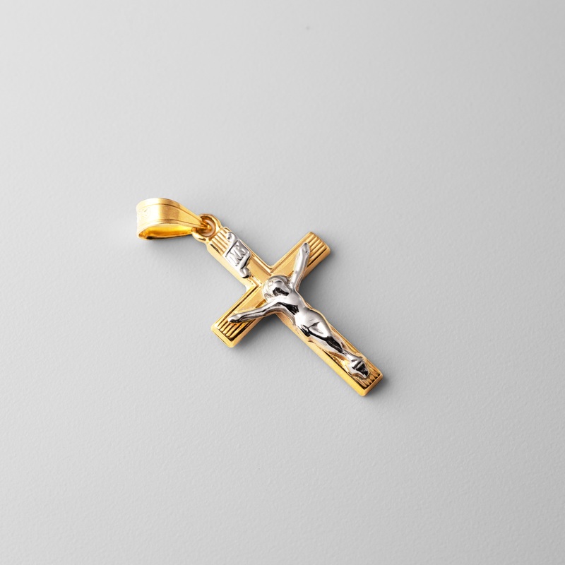 Gold Crucifix Small Cross Pendant – Model 0876