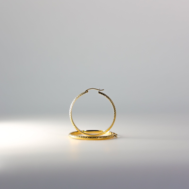 Gold Diamond Cut Hoop Earrings 35 MM Wide – Model 71