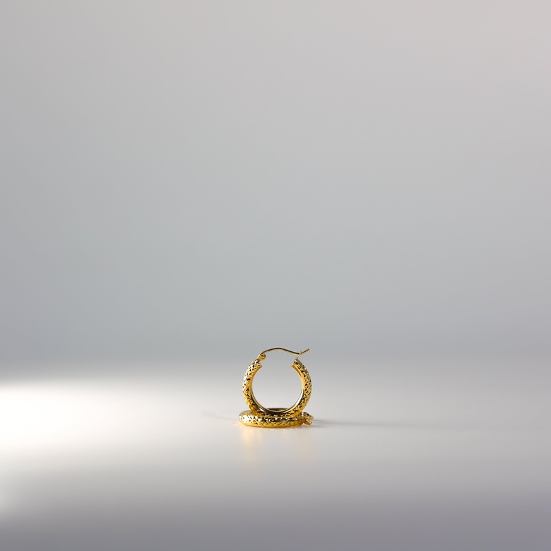 Gold Diamond Cut Huggie Hoop Earrings Gold 20mm Wide – Model 80