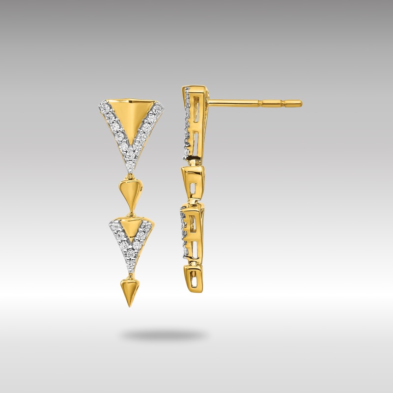 Gold Diamond Fancy Post Dangle Earrings – Model EM3901-020-YA