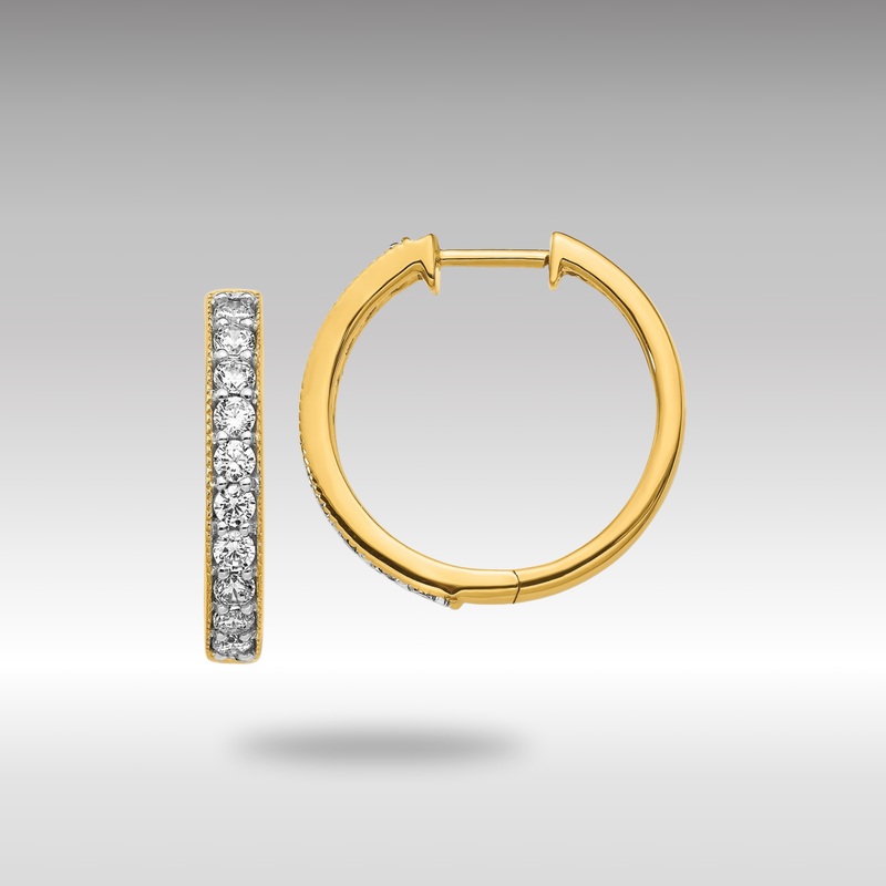 Gold Diamond Milgrain Hinged Hoop Earrings – Model EM4275-100-YA