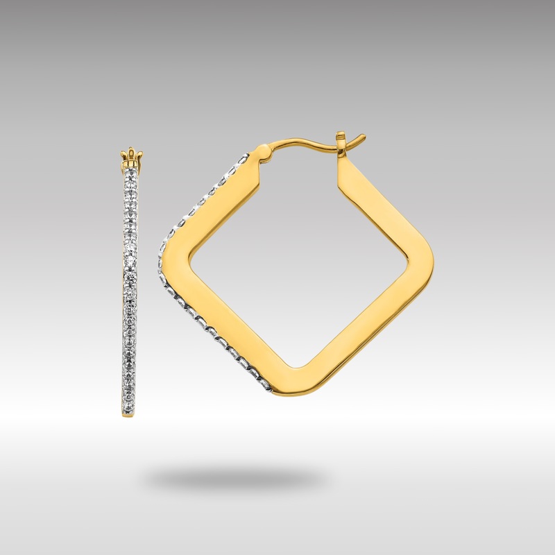Gold Diamond Square Hoop Earrings – Model EM4251-050-YA