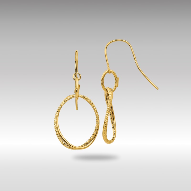 Gold Leslie’s 14K Polished and Textured Shepherd Hook Earrings – Model LE184