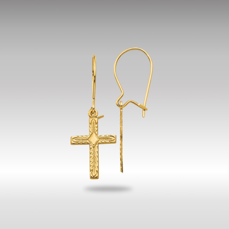 Gold Polished and Satin Cross Earrings Model-REL185