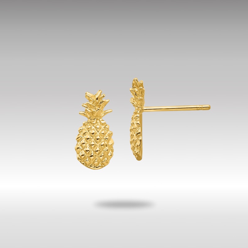 Gold Polished and Textured Pineapple Post Earrings – Model TM773