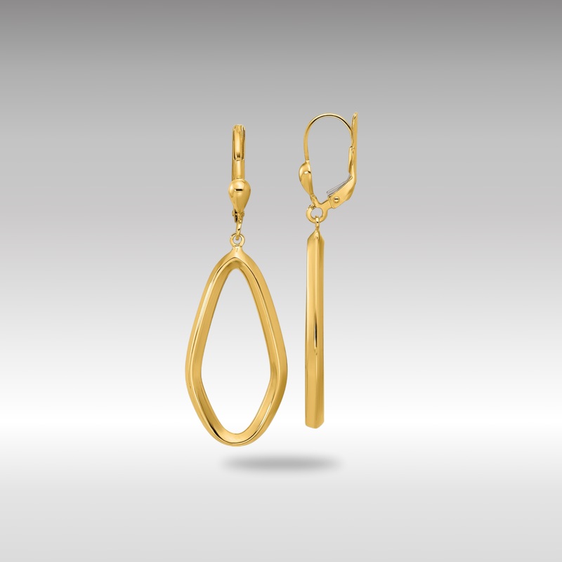 Gold Polished Dangle Leverback Earrings – Model LE2787