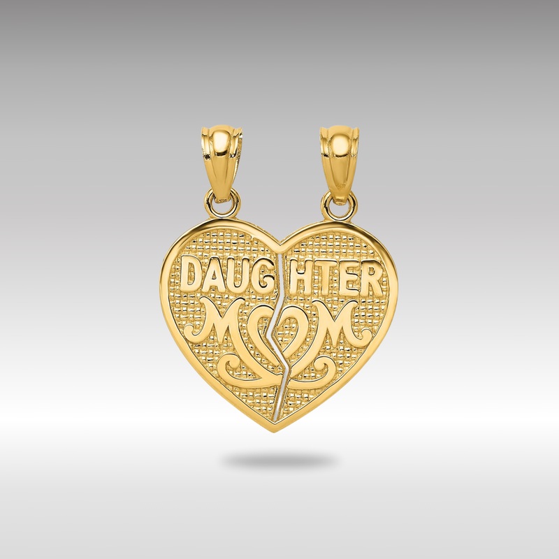 Gold Polished DAUGHTER-MOM Break Apart Heart Pendant – Model K5906