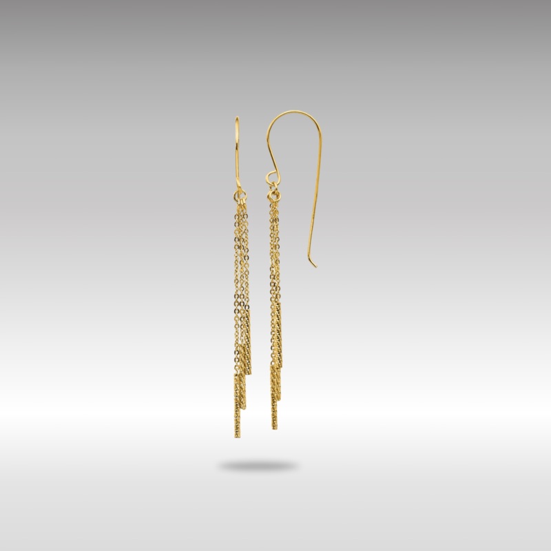 Gold Polished Diamond-cut Chain and Bar Shepherd Hook Earrings Model-TL1041