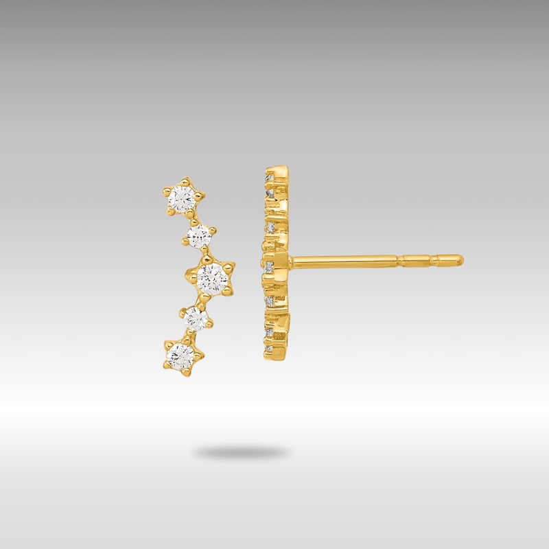 Gold Polished Fancy CZ Post Earrings – Model YE2069