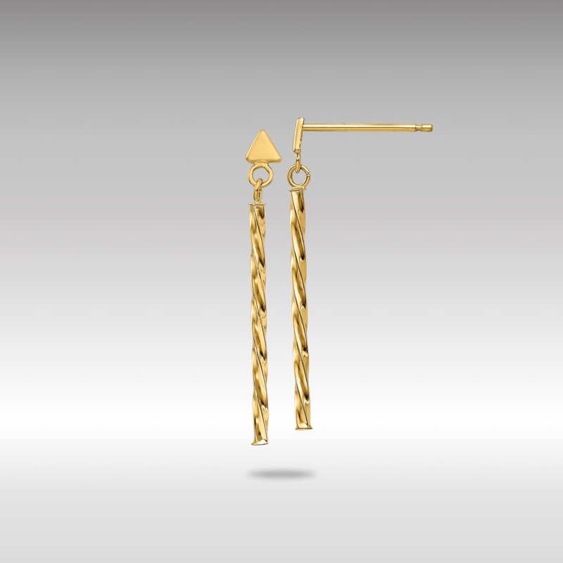 Gold Polished Twisted Bar Dangle Earrings – Model YE1806