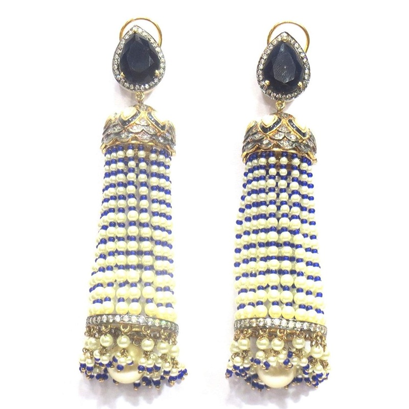 Jewelshingar Jewellery Antique Plated Blue Colour Earrings For Women (43591-dce-j-blue)