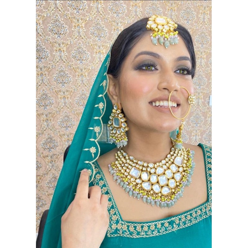 Jewelshingar Jewellery Fine Antique Polki Kundan Gold Plated Multi Colour Necklace For Women ( 60438ACS )