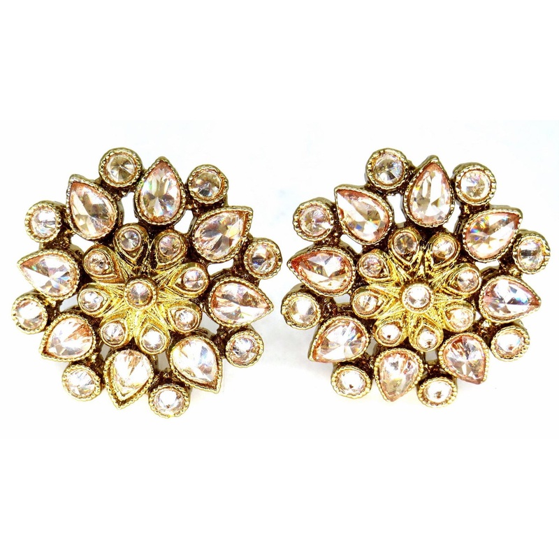 Jewelshingar Jewellery Gold Plated Diamond Earrings For Women ( 62718PES )