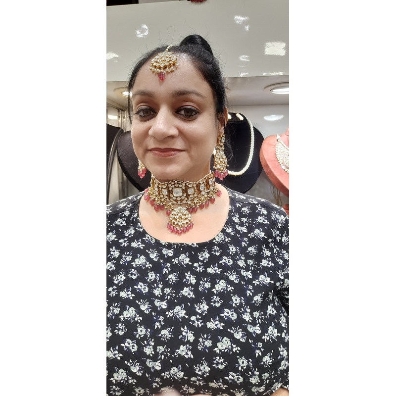 Jewelshingar polki kundan Necklace Set In Fine Quality Jewellery ( 185524ACS)