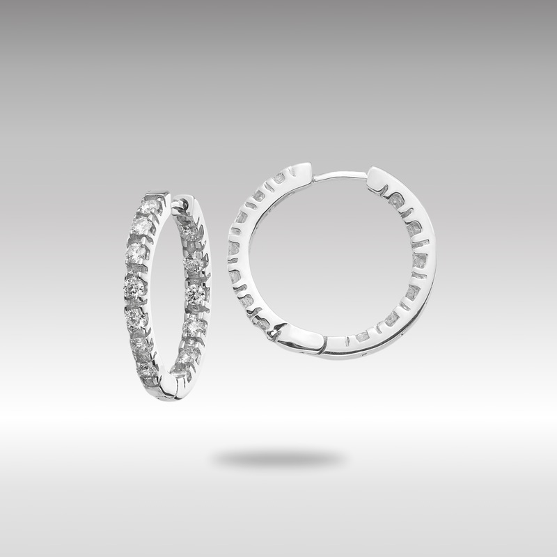 White Gold AA Diamond Hinged Hoop Earrings – Model XE866WAA