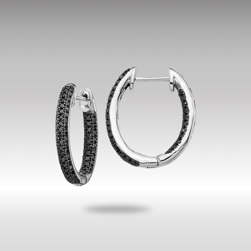 White Gold All Black Diamond In/Out Hoop Earrings – Model EM5433-BK-050-WA