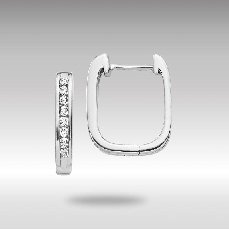 White Gold Diamond Complete Hinged Hoop Earrings – Model EM5373-025-WA