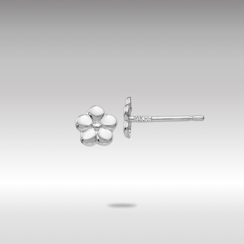 White Gold Polished Flower Post Earrings – Model YE1750