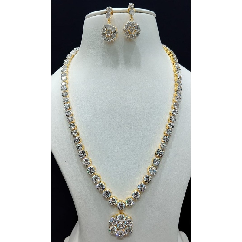 Zircon Necklace By  Colour Clear, Plating Gold CSNA4412