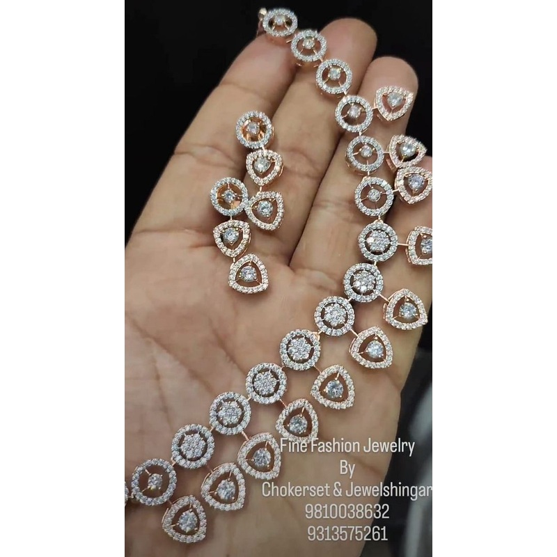 Zircon Necklace In Clear Colour And Rose Gold Plating By  NKWA0172