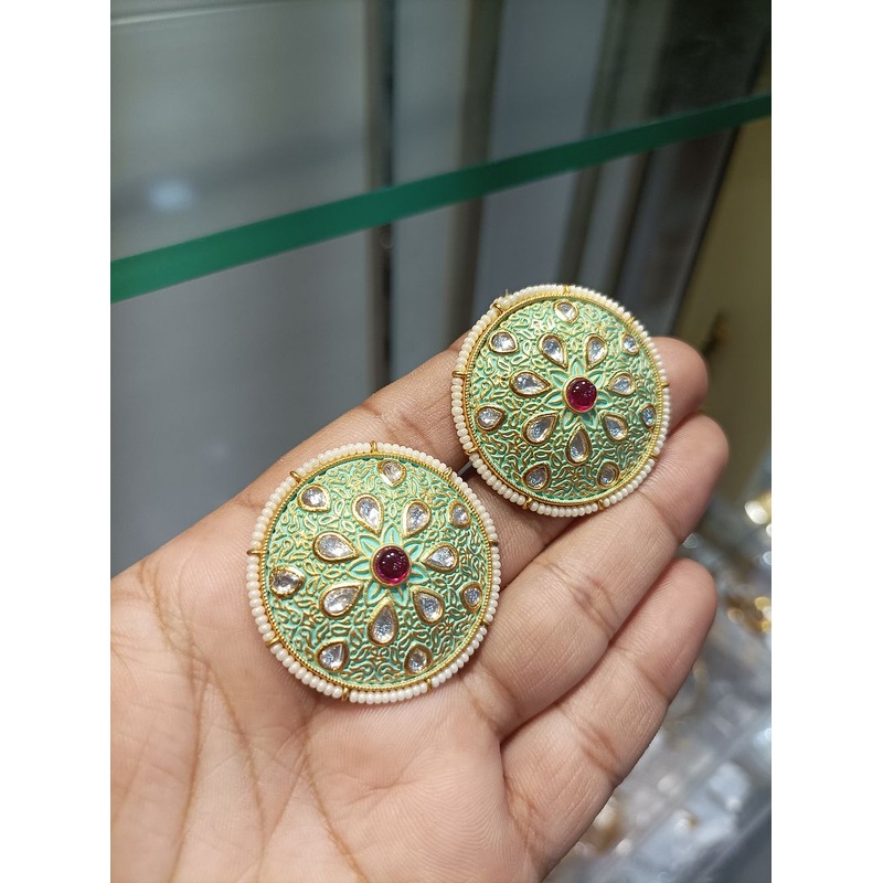 Fine Polki Kundan Earrings By  PKE80090