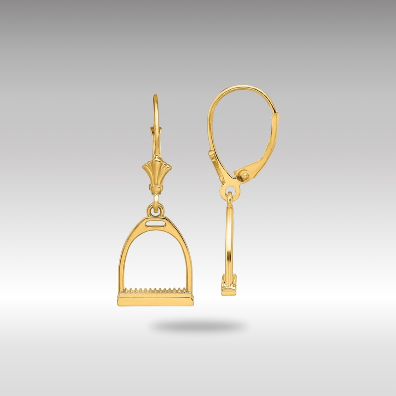 Gold 3-D Small Horse Stirrup Leverback Earrings – Model TF1844
