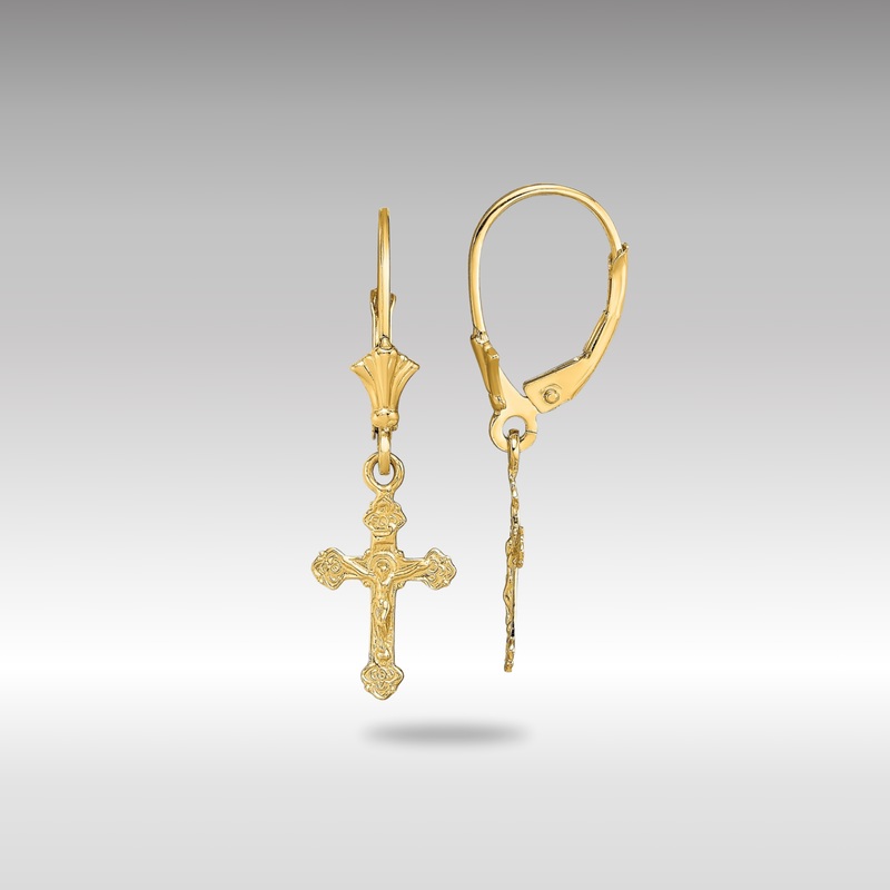 Gold Crucifix Leverback Earrings – Model TF1777