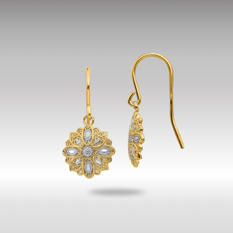 Gold Diamond Cut Polished Fancy Dangle Earrings – Model TM740