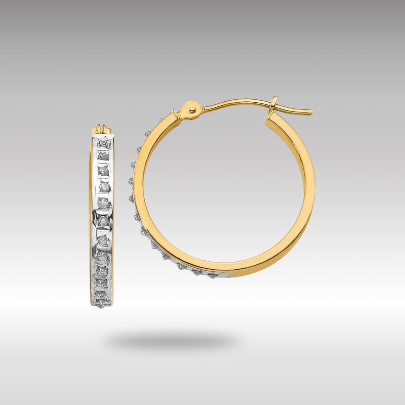 Gold Diamond Fascination Round Hinged Hoop Earrings – Model DF162