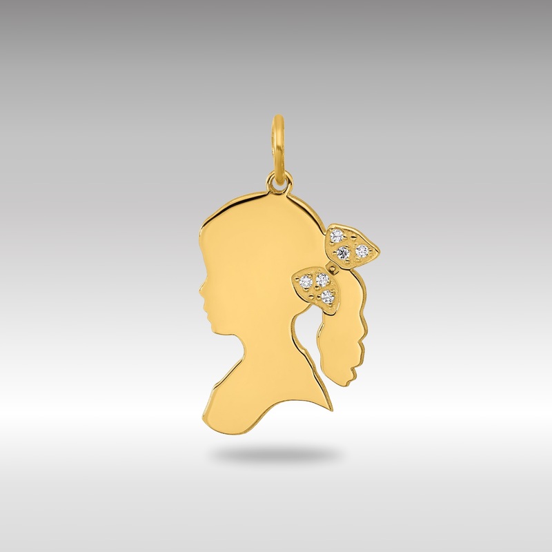 Gold Girls Silhouette with Diamond Bow Charm – Model XNA1475Y