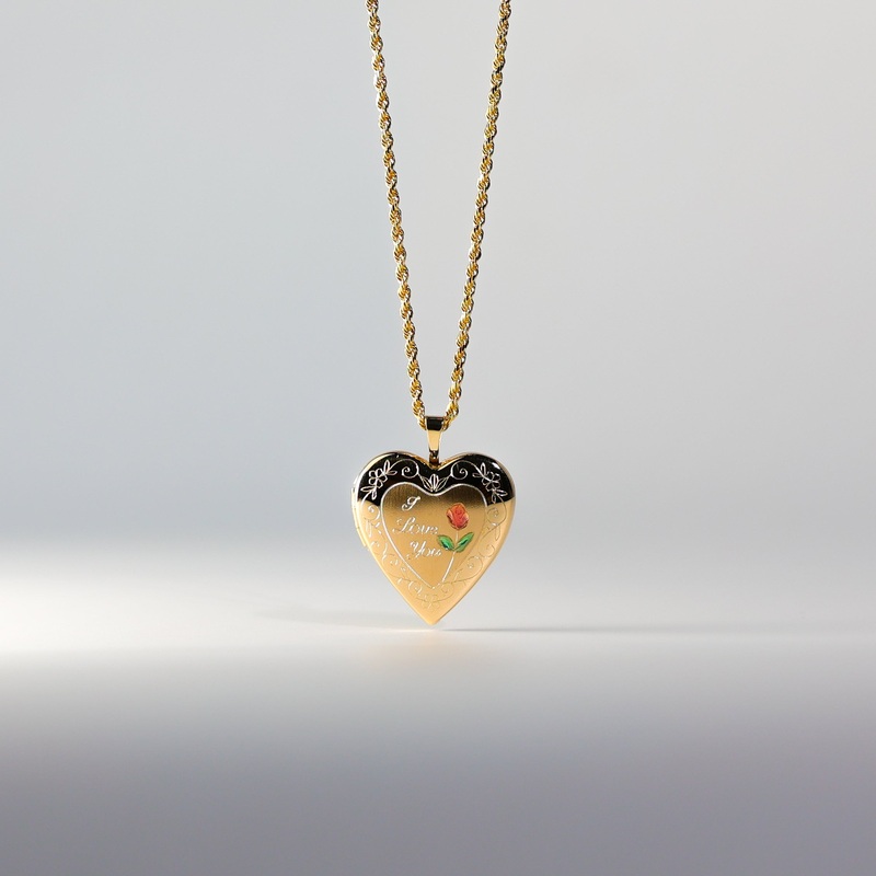 Gold “I Love You” Engraved Heart Locket Pendant – Model PT0613