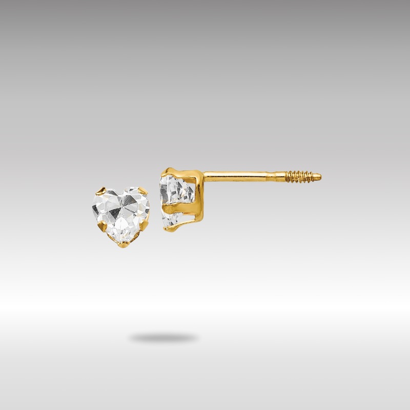 Gold Madi K 4mm White CZ Heart Earrings – Model GK144WCZ