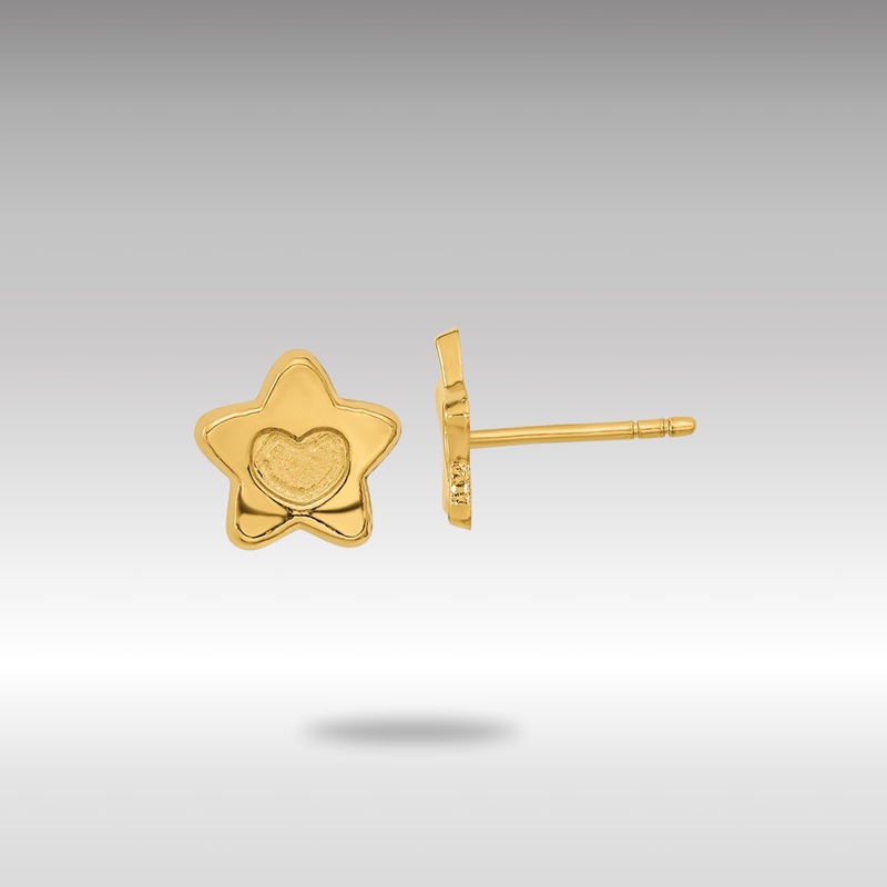 Gold Madi K Satin and Polished Heart in Star Post Earrings – Model GK918