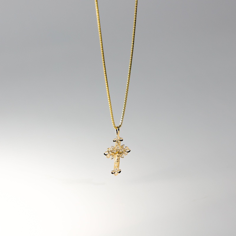 Gold Ornate Filigree Crucifix Cross Pendant – Model 1044