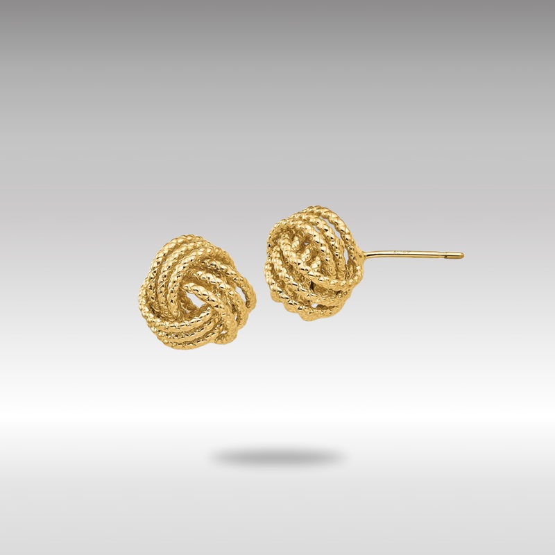 Gold Polished and Twisted Love Knot Post Earrings – Model T571
