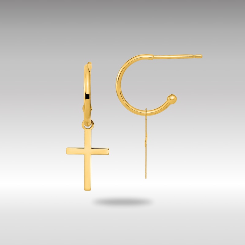 Gold Polished Cross Dangle Earrings – Model YE2118