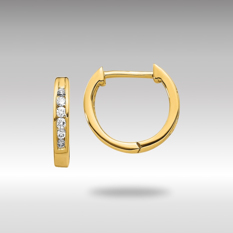 Gold Polished Diamond Hinged Hoop Earrings – Model EM5349-013-YA