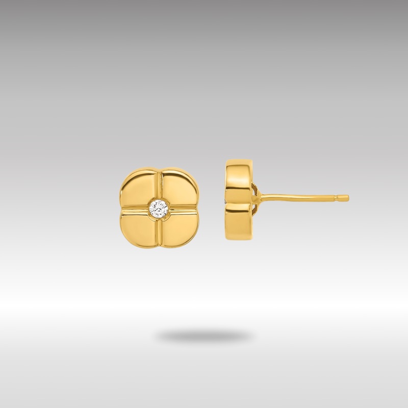 Gold Polished Geometric Design with CZ Post Earrings – Model YE231