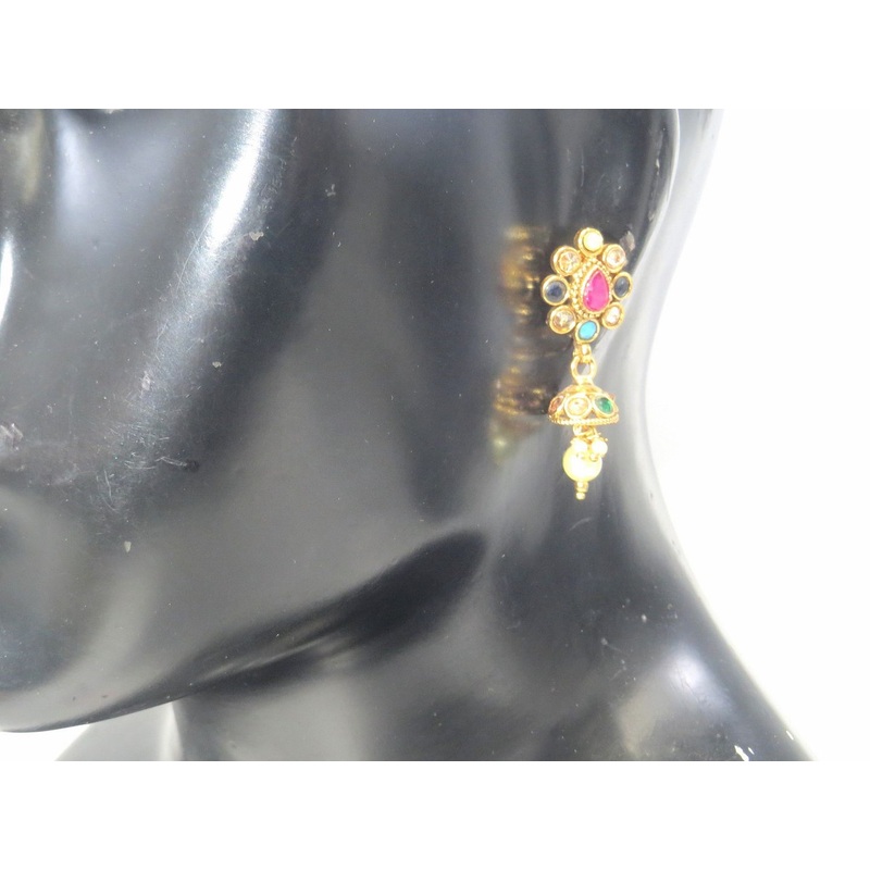 Jewelshingar Jewellery Antique Plated Diamond Jhumki For Women ( 61139ACE )