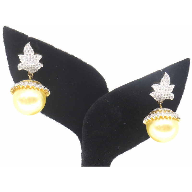 Jewelshingar Jewellery Gold Plated Clear Colour Earrings For Women ( 57404EAJ )